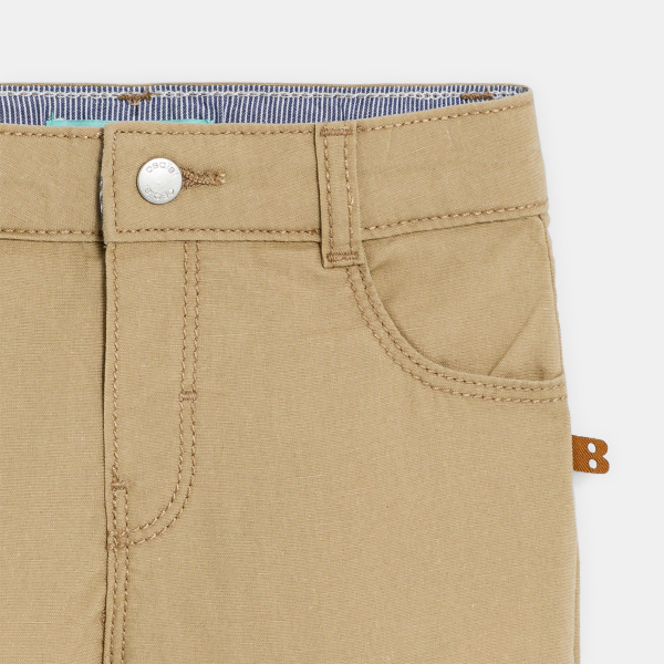 شورت برمودا من القطن المزخرف، بقصة مستقيمة باللون البيج الفاتح للأولاد الصغار